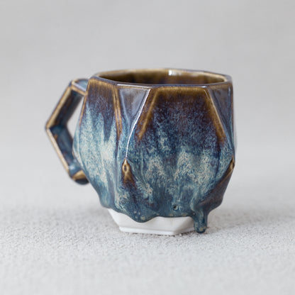 Wavy Ocean Blue Drippy Mug | Christmas Handmade Pottery Gift